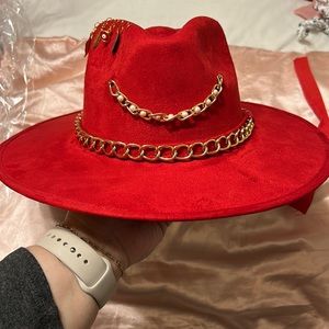 Brand new never used ! Red medium size fedora style hat